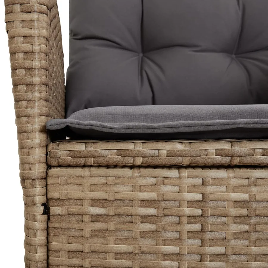 Chaise inclinable de jardin coussins mélange beige poly rotin - 9