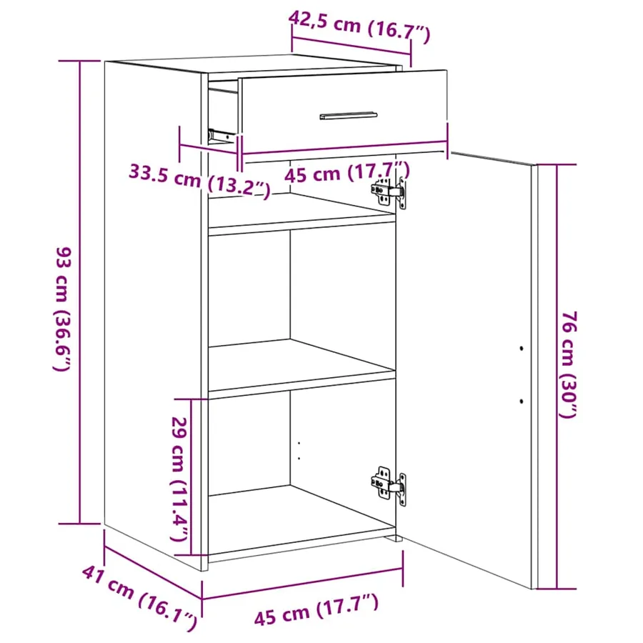Buffet sonoma gris 45x42,5x93 cm bois d'ingénierie - 11