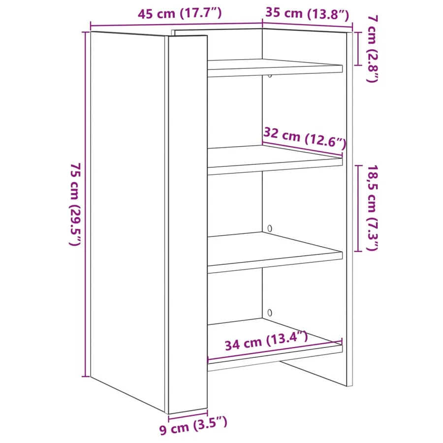 Buffet sonoma gris 45x35x75 cm Bois d'ingénierie - 10