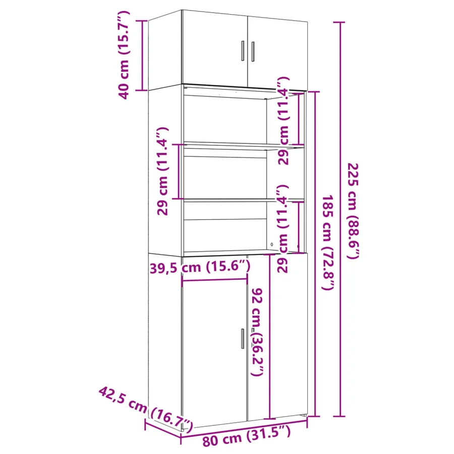 Armoire de rangement blanc 80x42,5x225 cm bois d'ingénierie - 13