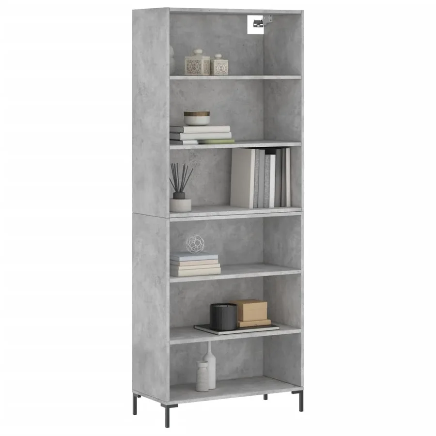 Buffet gris béton 69,5x32,5x180 cm bois d'ingénierie - 3