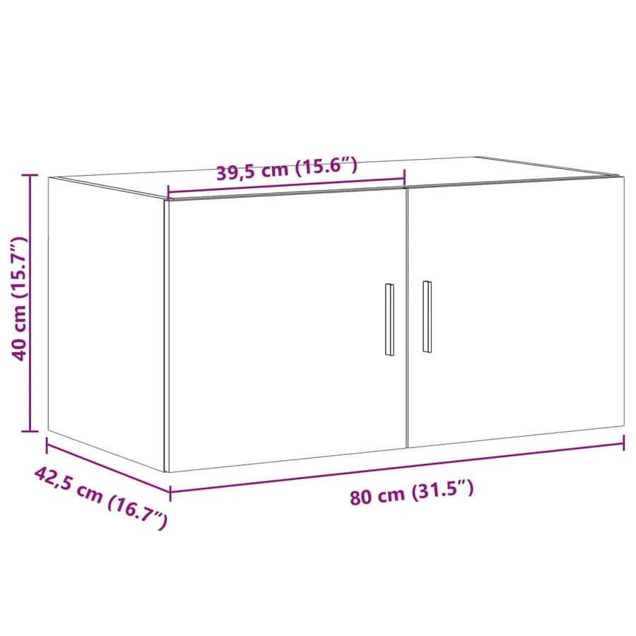 Armoire murale chêne fumé 80x42,5x40 cm bois d'ingénierie - 11