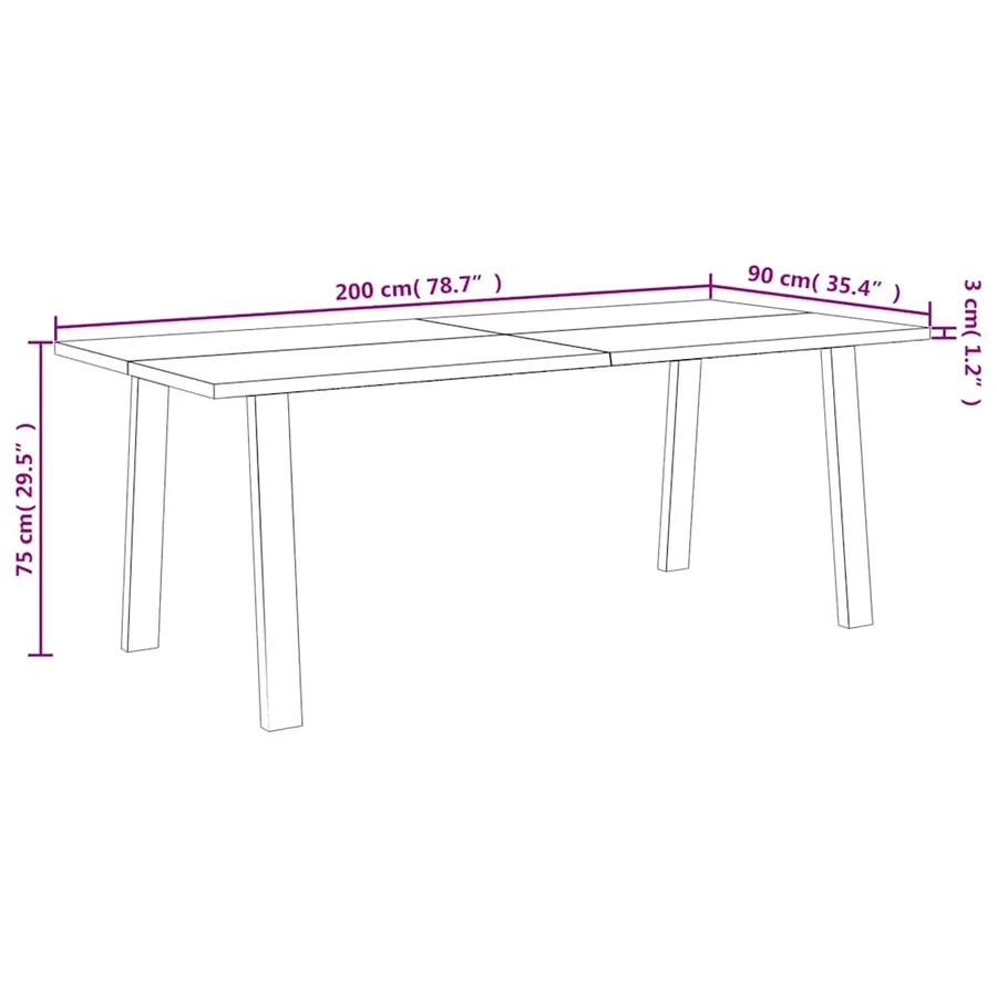 Table à manger 200x90x75 cm bois d'acacia solide - 9