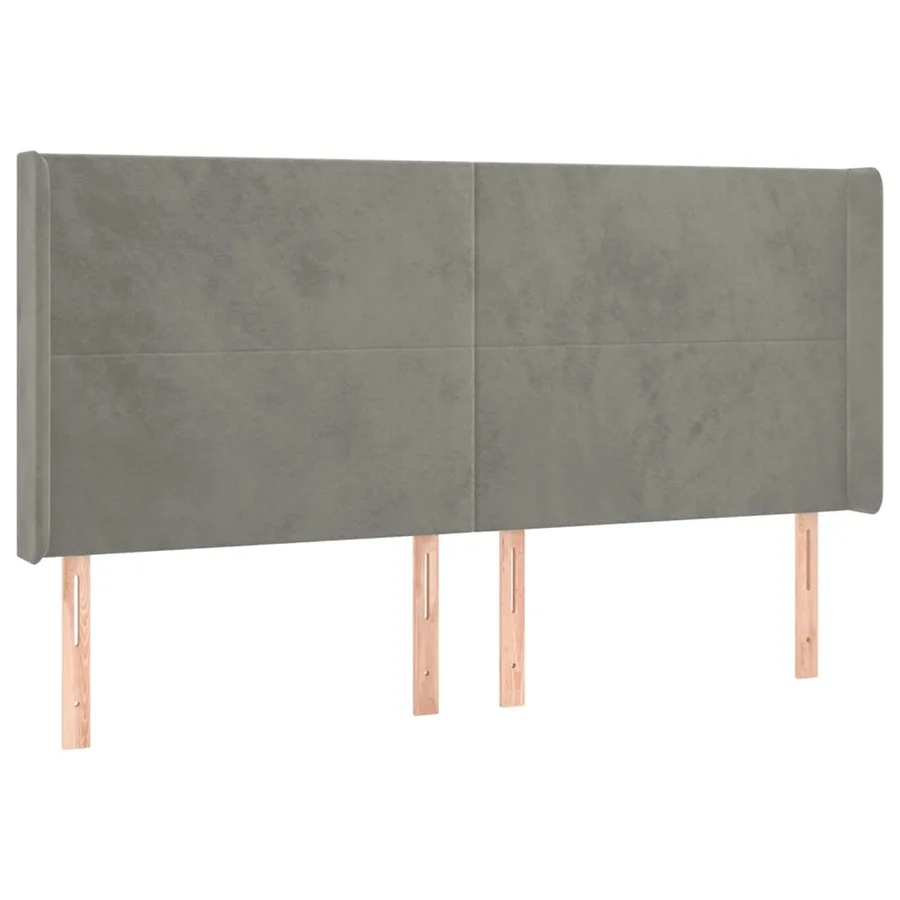 Tête de lit à LED Gris clair 203x16x118/128 cm Velours - 3
