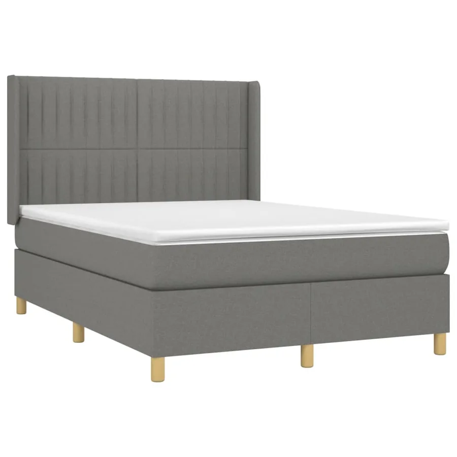 Sommier à lattes de lit avec matelas Gris foncé 140x200cm Tissu - 3