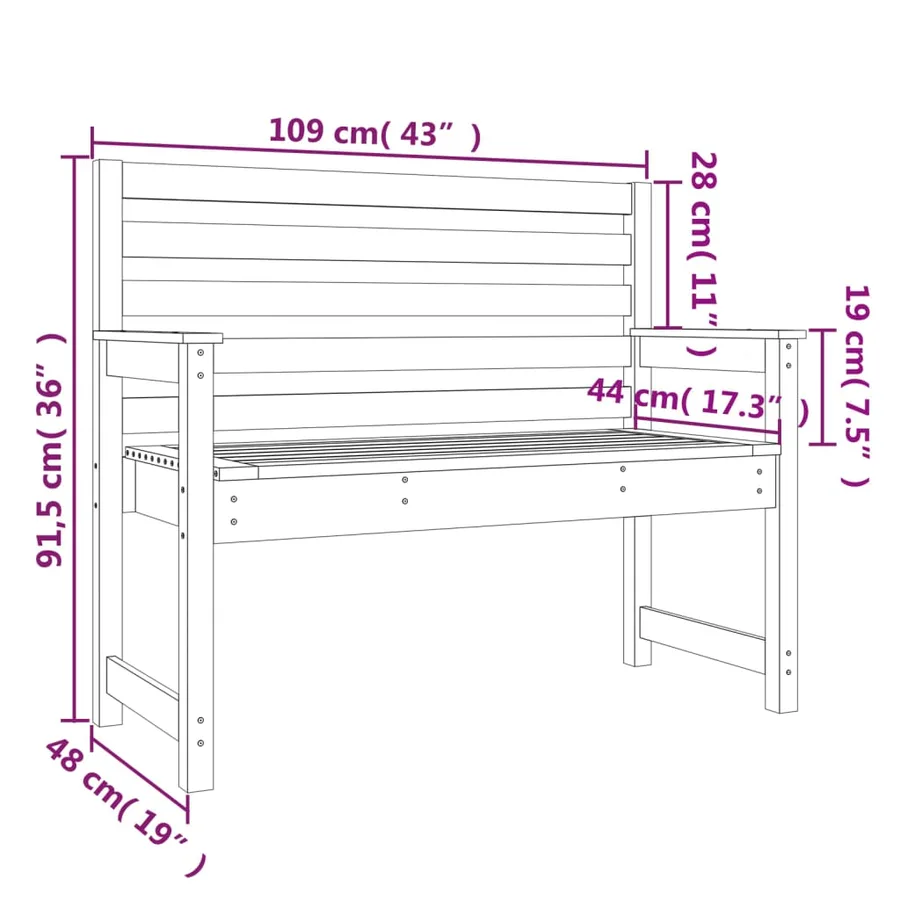 Banc de jardin 109x48x91,5 cm bois massif de douglas - 7