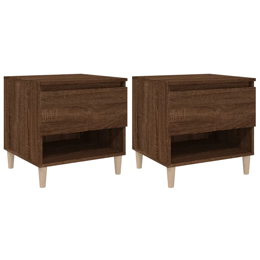Tables de chevet 2 pcs Chêne brun 50x46x50 cm Bois d’ingénierie - 2