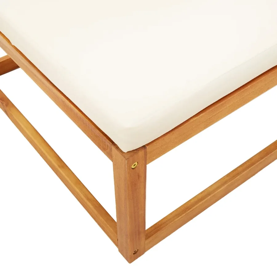 Repose-pied de jardin avec coussins bois massif d'acacia - 8