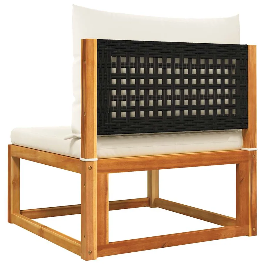 Canapé de jardin sans accoudoirs avec coussins en bois d'acacia et rotin - 6