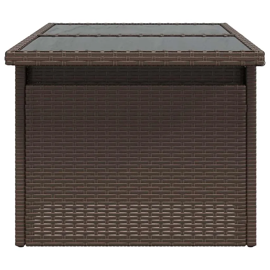 Table de jardin dessus en verre marron 100x55x73 cm poly rotin - 6