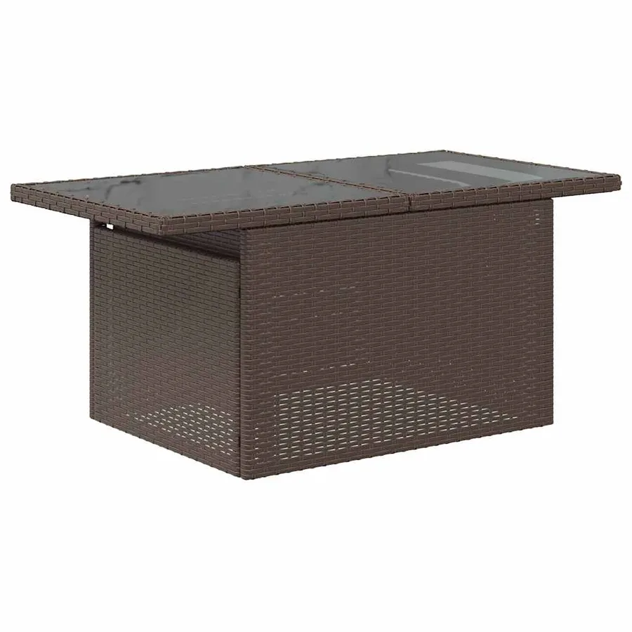 Table de jardin dessus en verre marron 100x55x73 cm poly rotin - 7