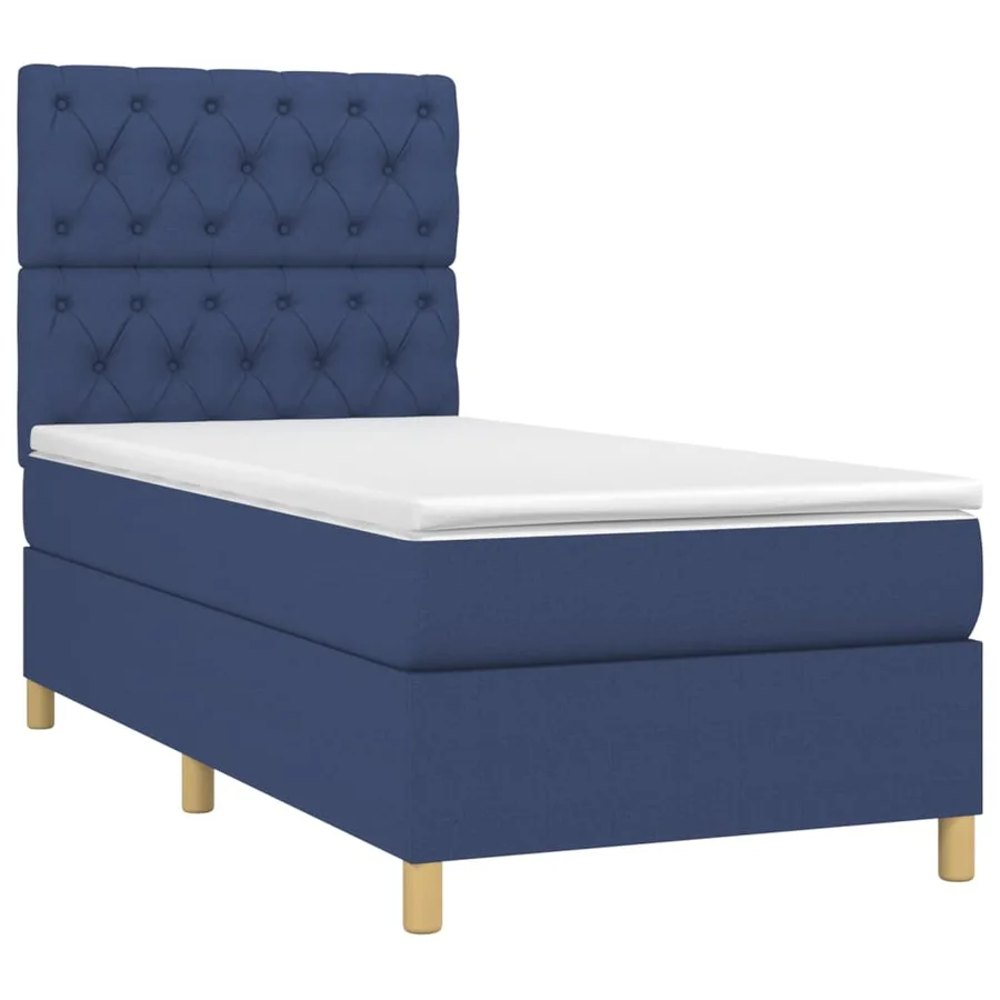 Sommier à lattes de lit et matelas et LED Bleu 80x200cm Tissu - 3
