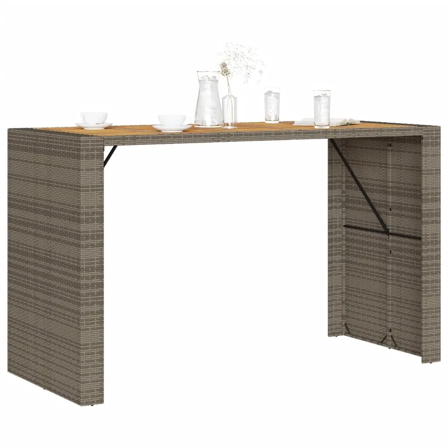 Table de bar de jardin et dessus en bois acacia résine tressée - 4