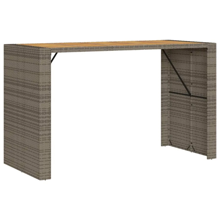 Table de bar de jardin et dessus en bois acacia résine tressée - 7