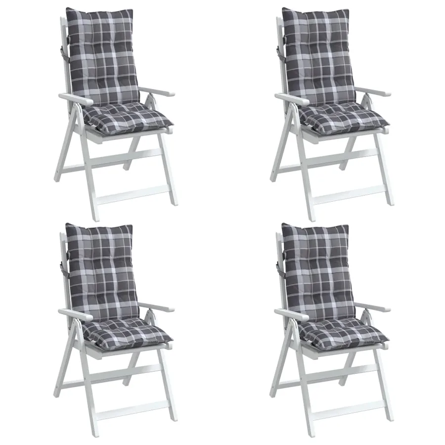 Coussins de chaise à dossier haut lot de 4 motif carreaux gris - 4
