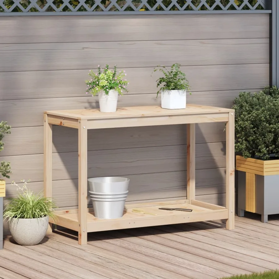 Table de rempotage avec étagère 108x50x75 cm bois massif de pin - 3