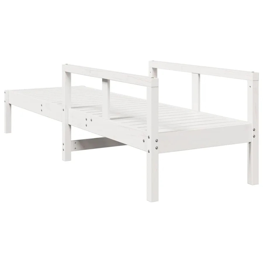 Chaise longue blanc 199,5x62x55 cm bois massif de pin - 6