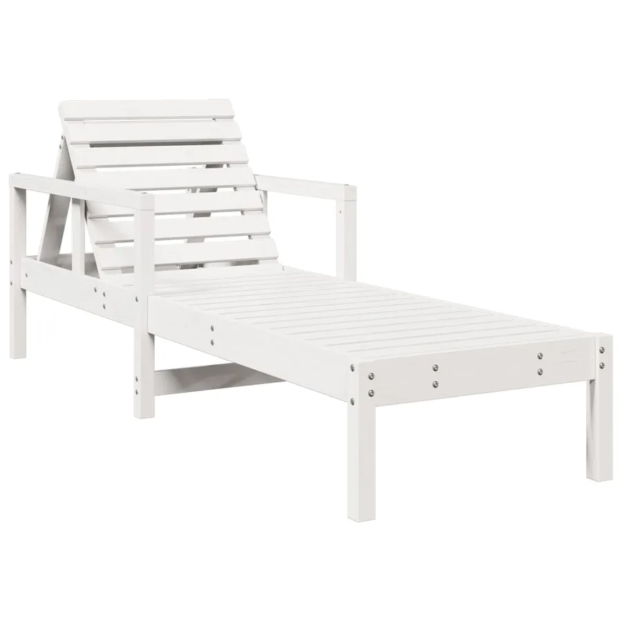 Chaise longue blanc 199,5x62x55 cm bois massif de pin - 7