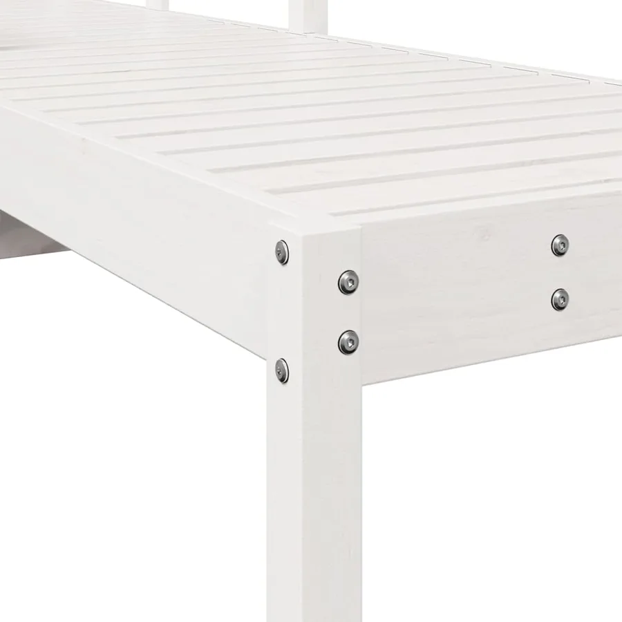 Chaise longue blanc 199,5x62x55 cm bois massif de pin - 8