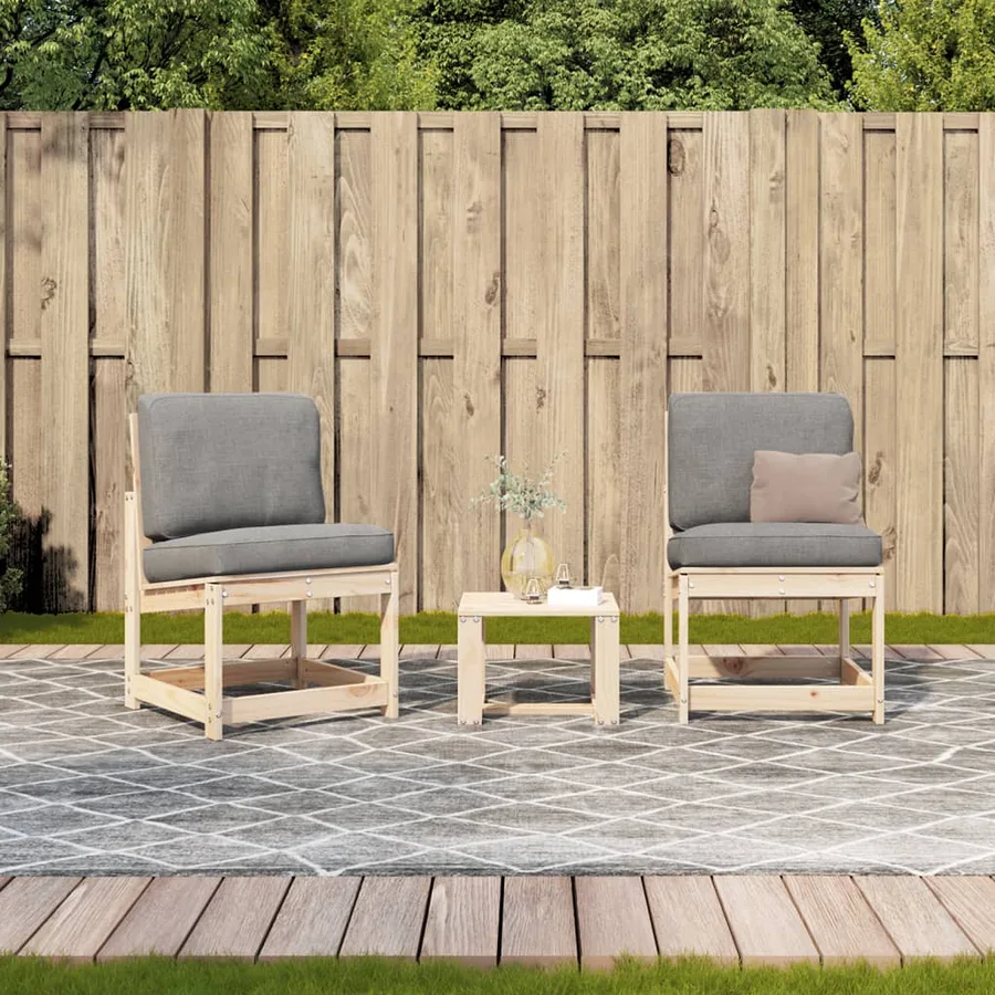 Salon de jardin 3 pcs bois massif de pin - 3