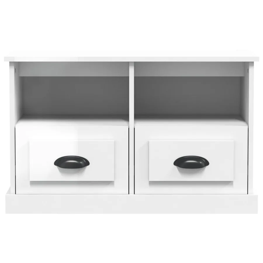 Meuble TV blanc brillant 80x35x50 cm bois d'ingénierie - 5