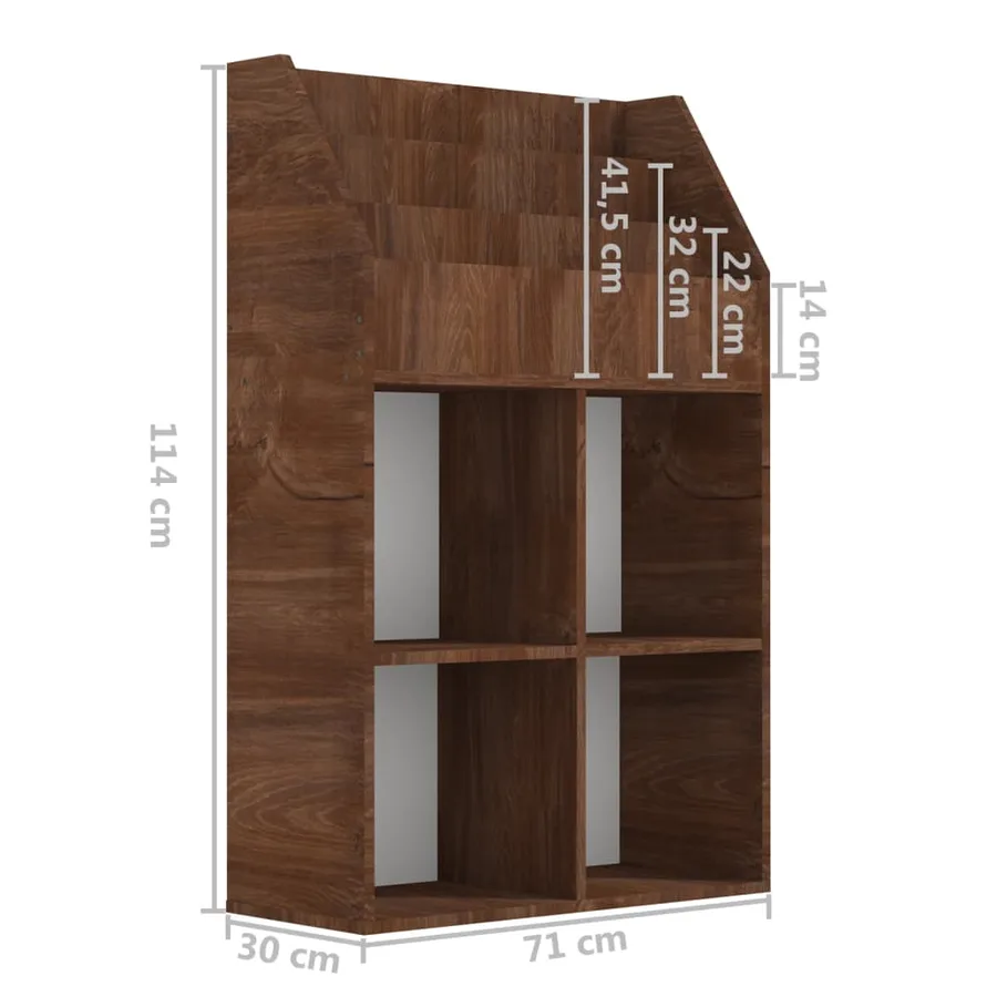 Porte-revue pour enfants Chêne marron 71x30x114 cm - 7