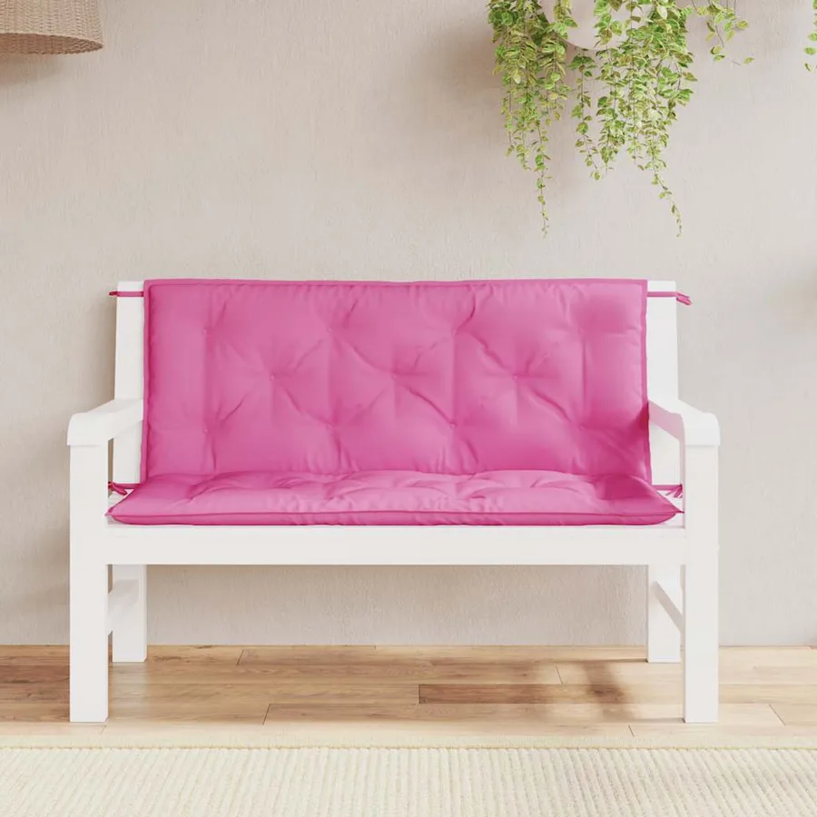 Coussins de banc de jardin lot de 2 rose 120x50x7 cm tissu - 3