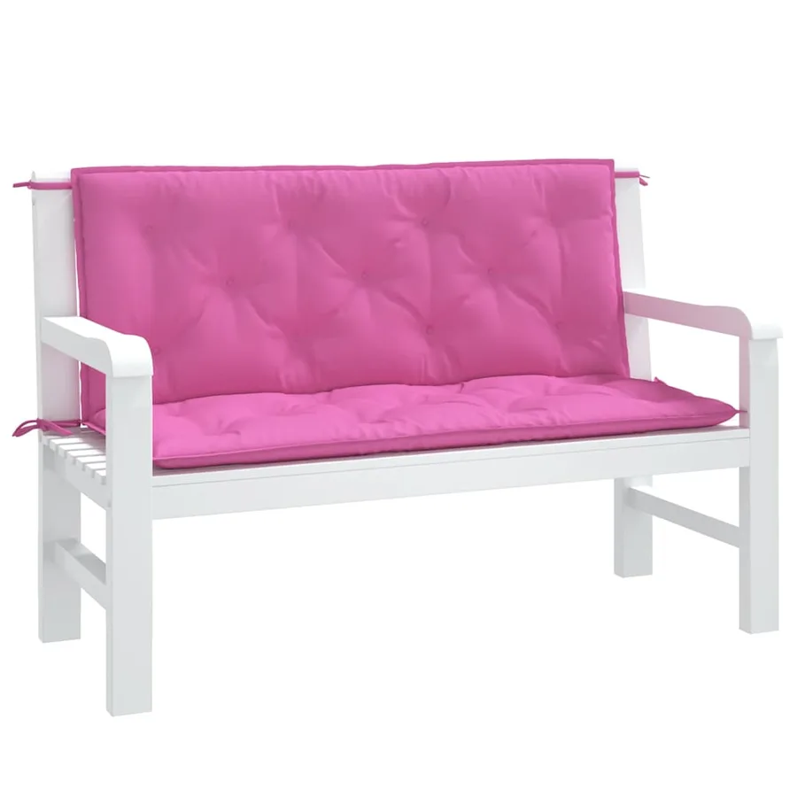 Coussins de banc de jardin lot de 2 rose 120x50x7 cm tissu - 4