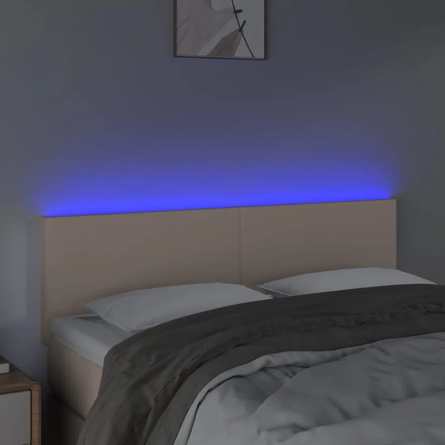 Tête de lit à LED Cappuccino 144x5x78/88 cm Similicuir - 3