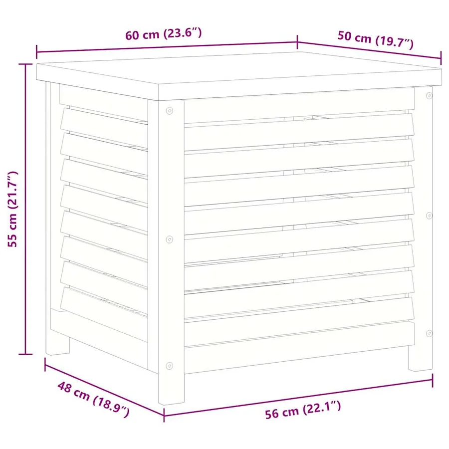 Boîte de rangement de jardin 60x50x55 cm bois d'eucalyptus - 9