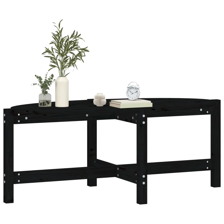 Table basse Noir 118x63x45 cm Bois massif de pin - 4