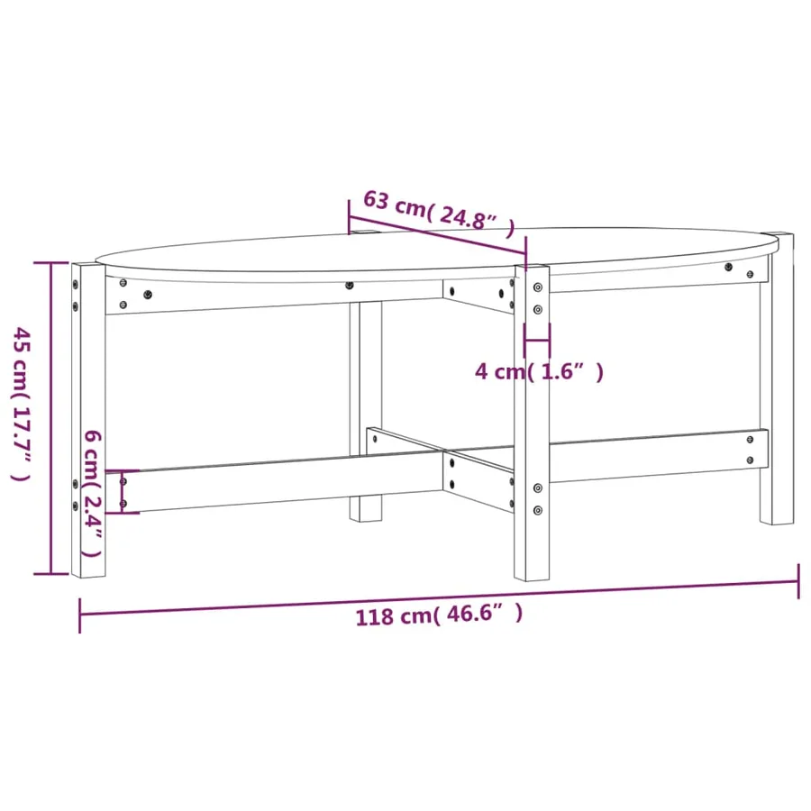 Table basse Noir 118x63x45 cm Bois massif de pin - 8