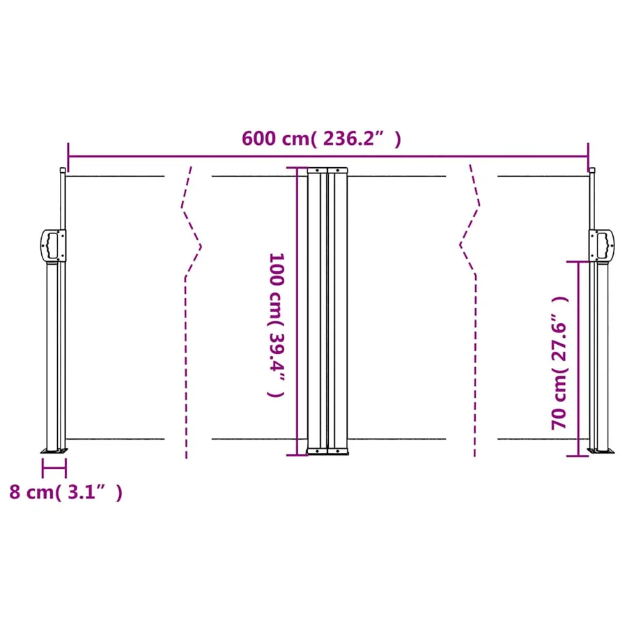 Auvent latéral rétractable anthracite 100x600 cm - 10