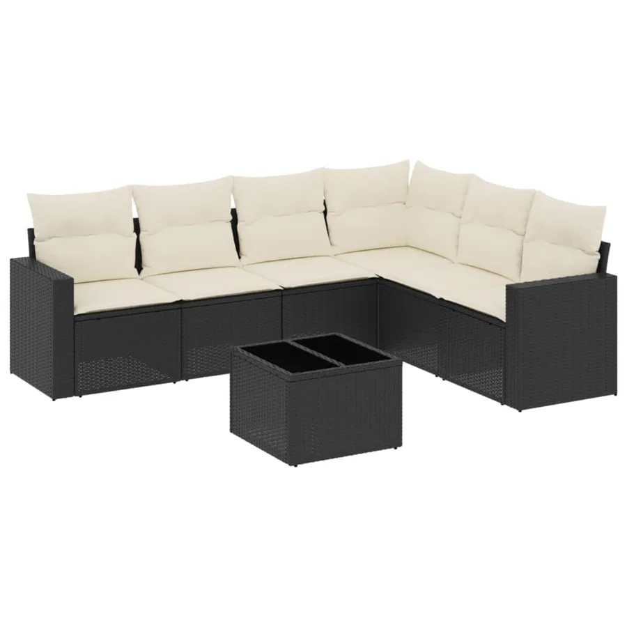 Salon de jardin 7 pcs avec coussins noir résine tressée 62 x 62 x 69 cm - 60,0 kg - 2