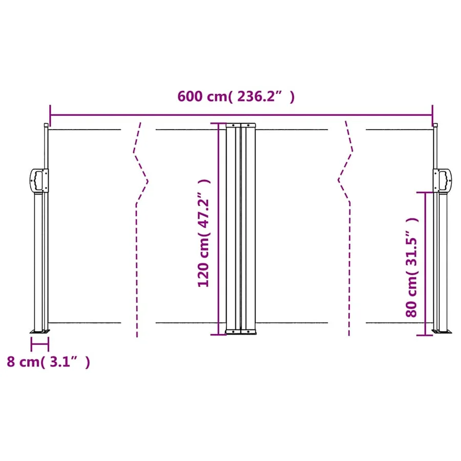 Auvent latéral rétractable crème 120x600 cm - 10