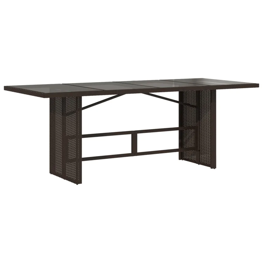 Table de jardin dessus en verre marron 190x80x74 cm - 2