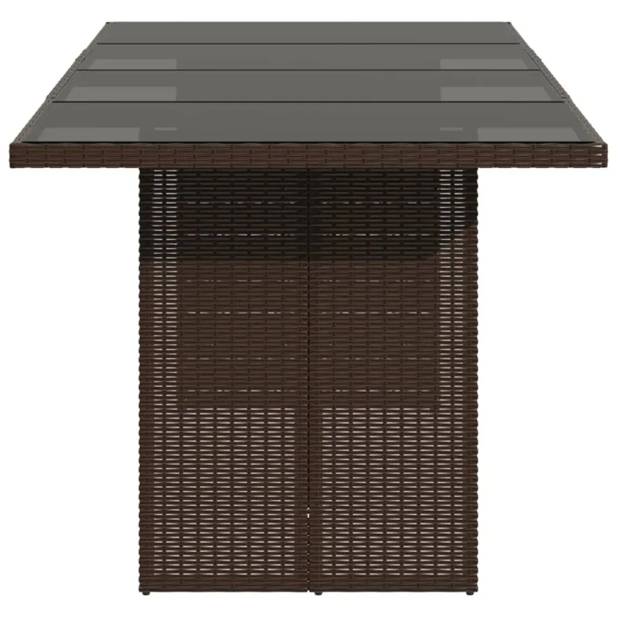 Table de jardin dessus en verre marron 190x80x74 cm - 4