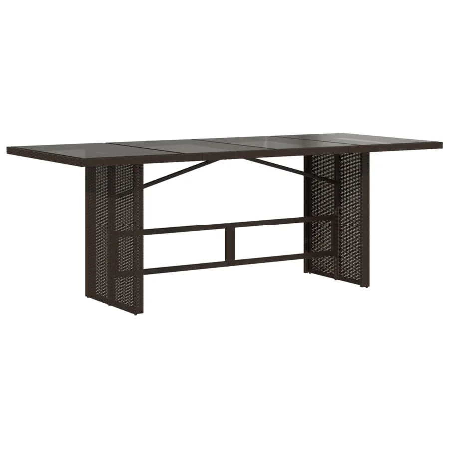 Table de jardin dessus en verre marron 190x80x74 cm - 5