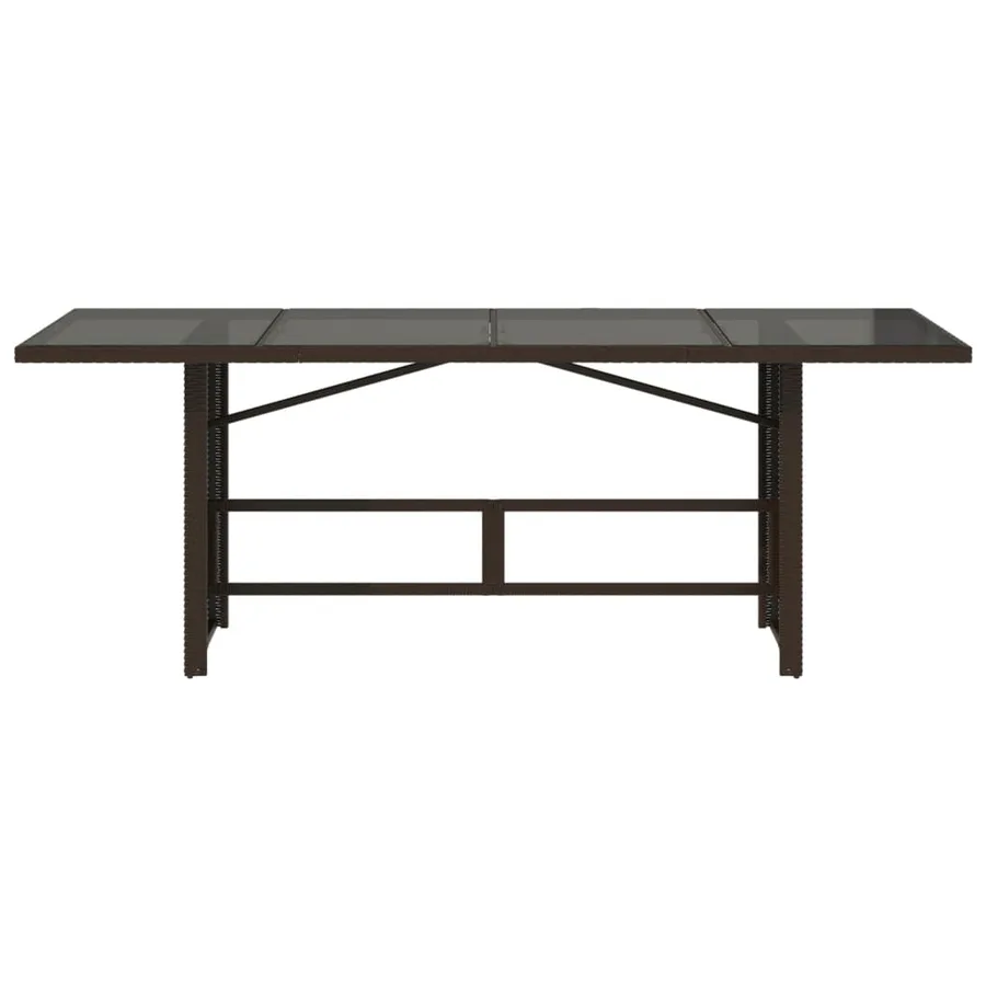 Table de jardin dessus en verre marron 190x80x74 cm - 6