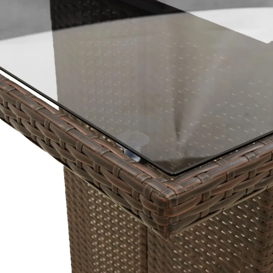 Table de jardin dessus en verre marron 190x80x74 cm - 8