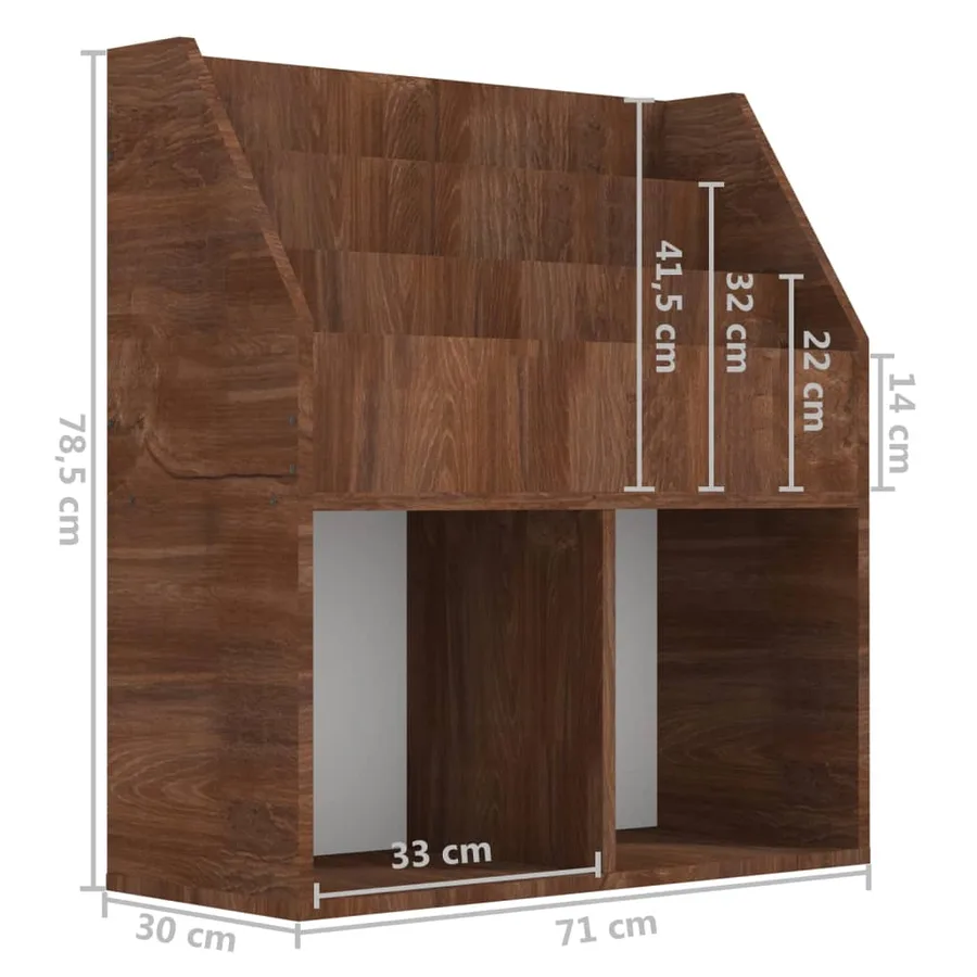 Porte-revue pour enfants Chêne marron 71x30x78,5 cm - 7