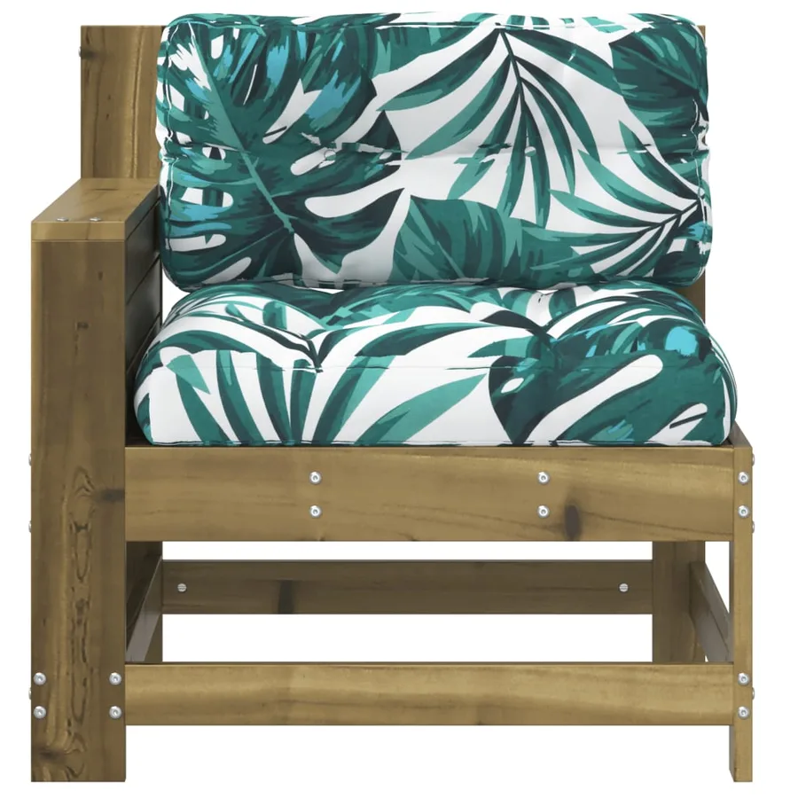 Canapé de jardin accoudoir avec coussin bois de pin imprégné - 4