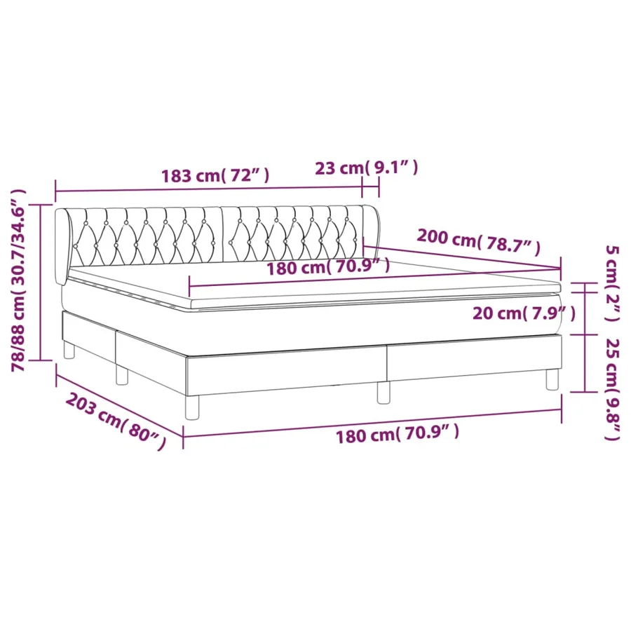 Sommier à lattes de lit avec matelas Taupe 180x200 cm Tissu - 7