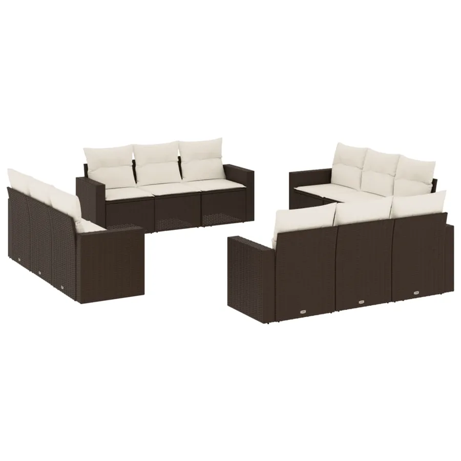 Salon de jardin avec coussins 12 pcs marron résine tressée - 2