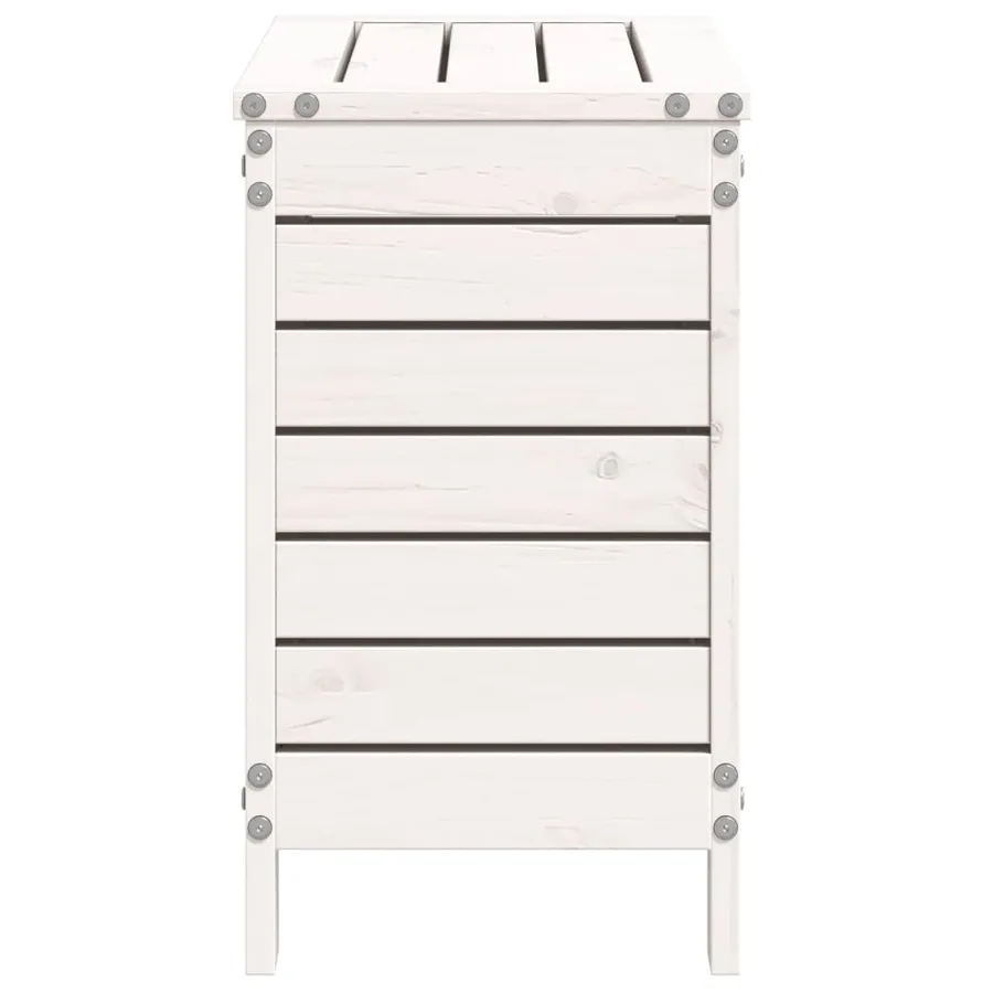 Repose-pied de jardin blanc 62x31,5x52 cm bois de pin massif - 5