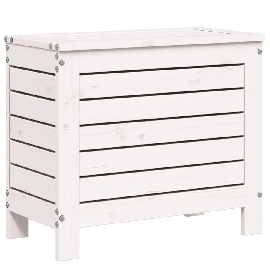 Repose-pied de jardin blanc 62x31,5x52 cm bois de pin massif - 6