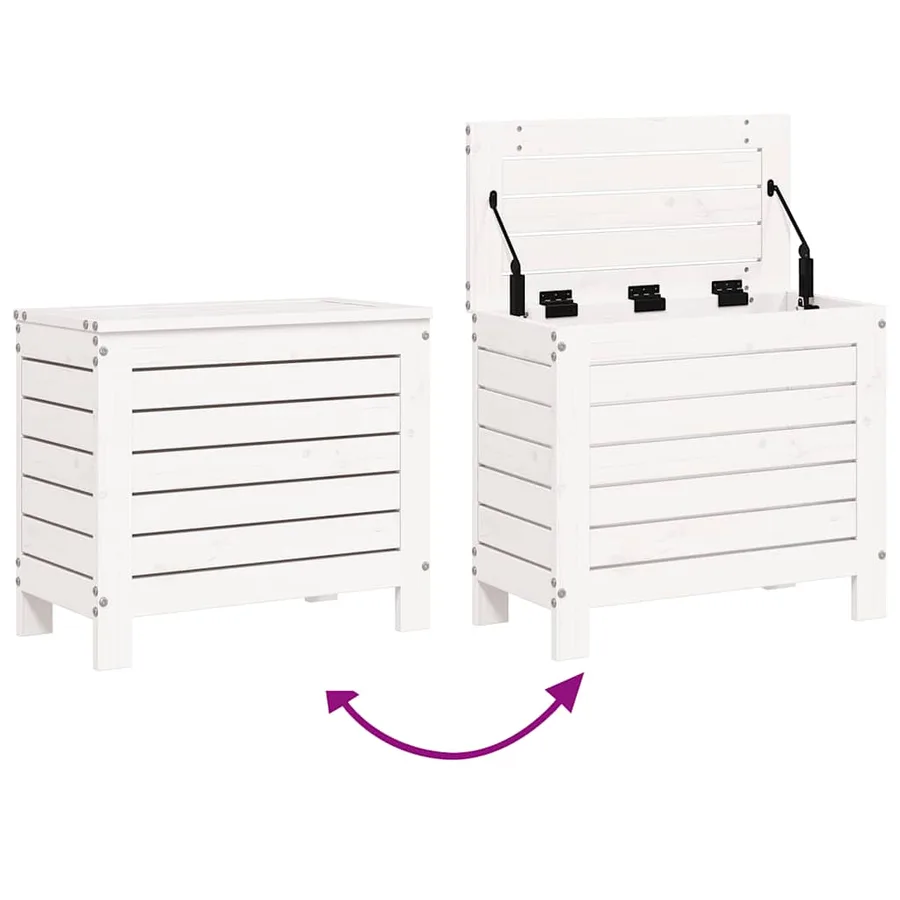 Repose-pied de jardin blanc 62x31,5x52 cm bois de pin massif - 7