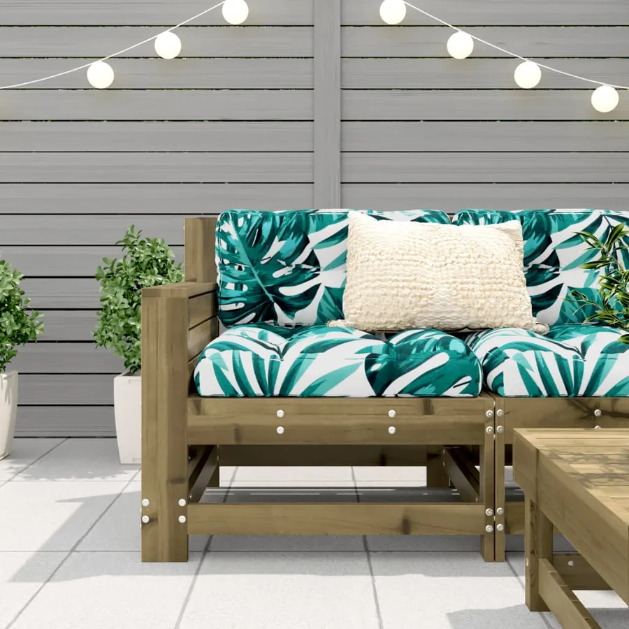 Canapé de jardin accoudoir avec coussin bois de pin imprégné - 3