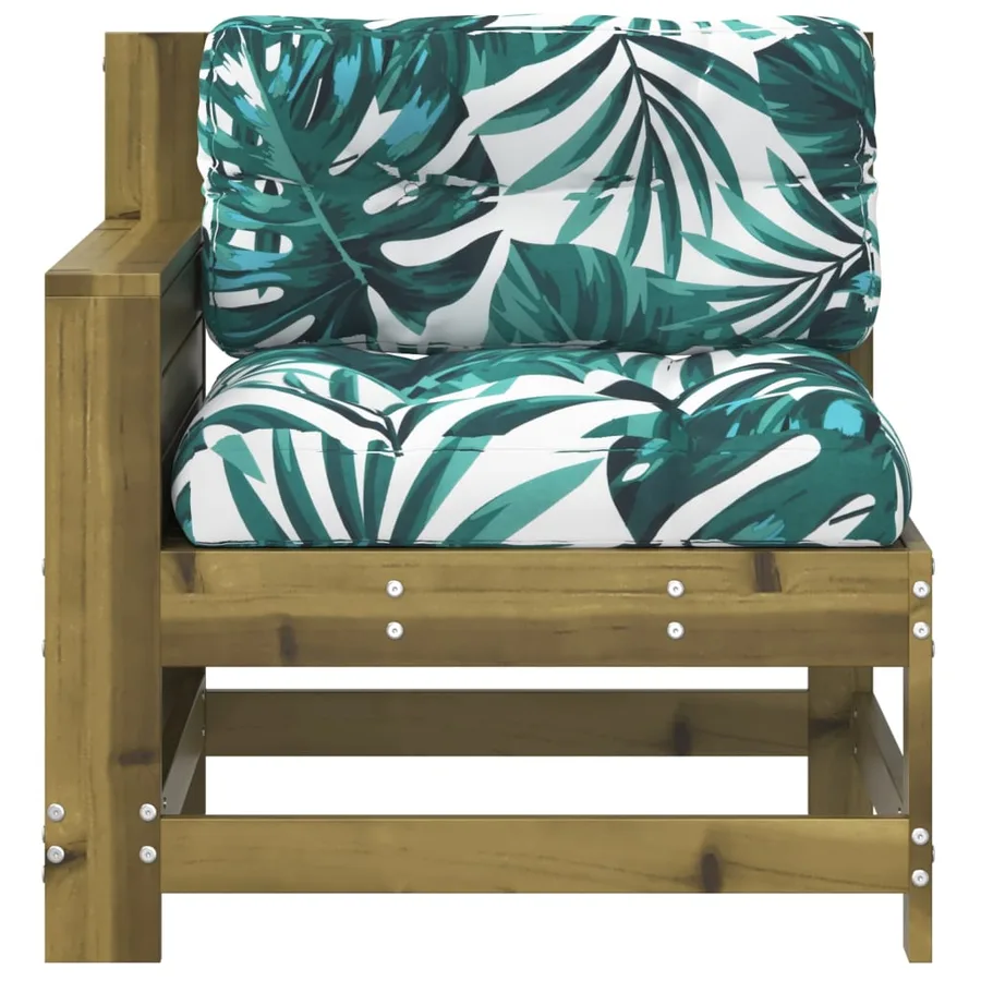Canapé de jardin accoudoir avec coussin bois de pin imprégné - 4