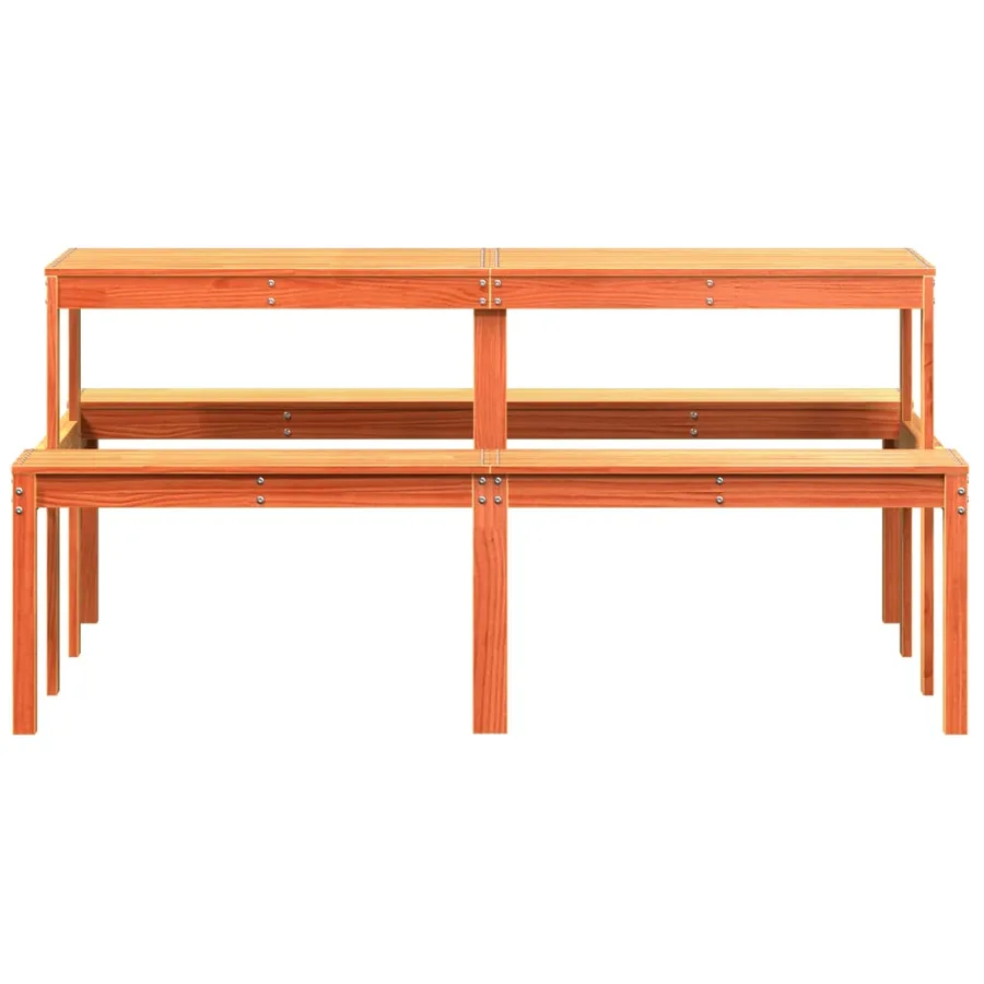 Table de pique-nique cire marron 160x134x75 cm bois massif pin - 4